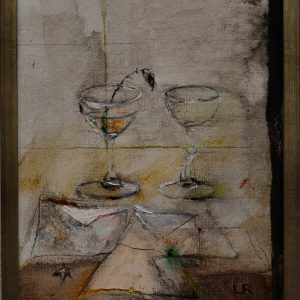 Lillemor Rudolf Hall, "Stilleben - Brev med glas", olja, 3 800 kr 