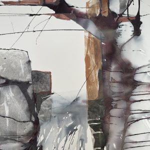 Anna Törnquist, "Utväg", Akvarell/collage, h/b 106x76 cm, 24 000 kr
