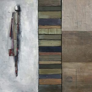 Peter Öhman, "Vandrare III", olja & collage, h/b 58x60 cm, 9 000 kr