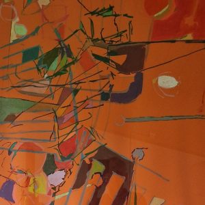 Anja Richardt Krabbe, "Kanske blommar gräslöken", akryl/tusch på färgat 
papper, h/b 120x89 cm, 9 000 kr inkl ram